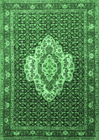 Medallion Emerald Green Traditional Rug, tr1495emgrn