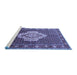 Sideview of Machine Washable Medallion Blue Traditional Rug, wshtr1495blu