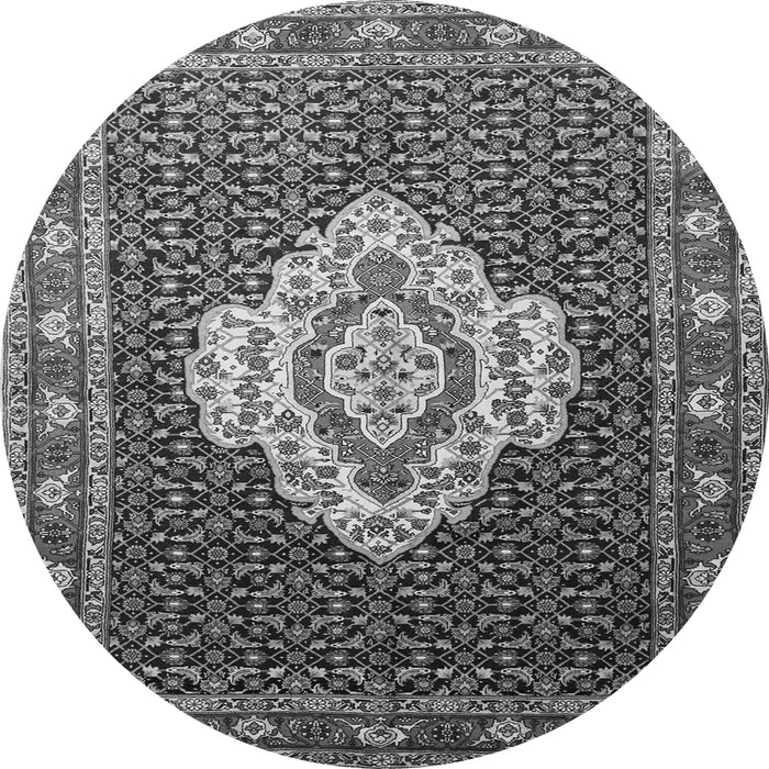 Machine Washable Medallion Gray Traditional Rug, wshtr1495gry
