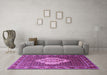 Machine Washable Medallion Purple Traditional Area Rugs in a Living Room, wshtr1495pur