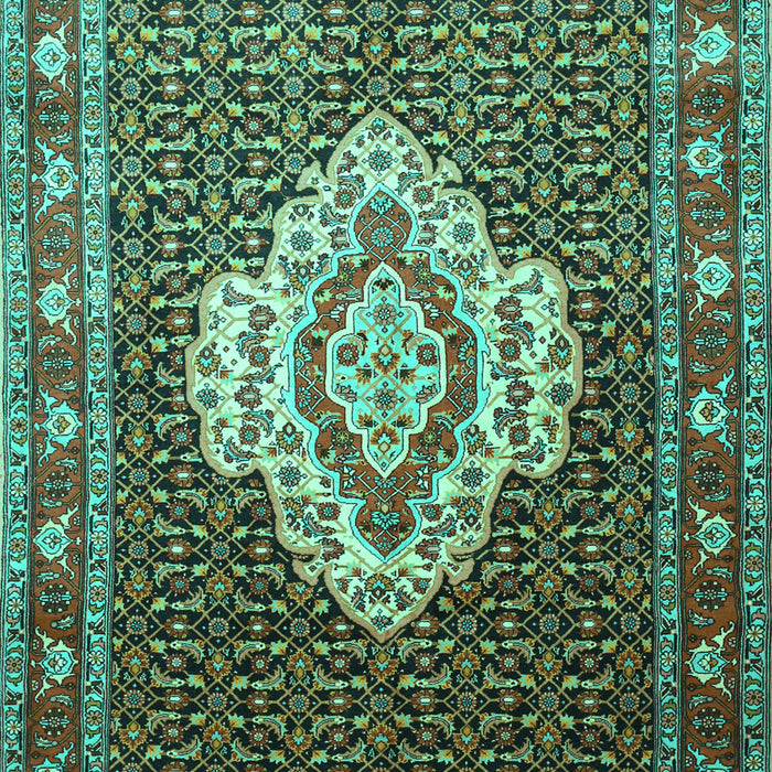 Machine Washable Medallion Turquoise Traditional Area Rugs, wshtr1495turq