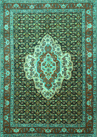 Medallion Turquoise Traditional Rug, tr1495turq