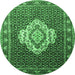 Round Medallion Emerald Green Traditional Rug, tr1495emgrn