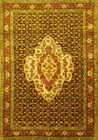 Medallion Yellow Traditional Rug, tr1495yw