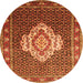 Machine Washable Medallion Orange Traditional Area Rugs, wshtr1495org