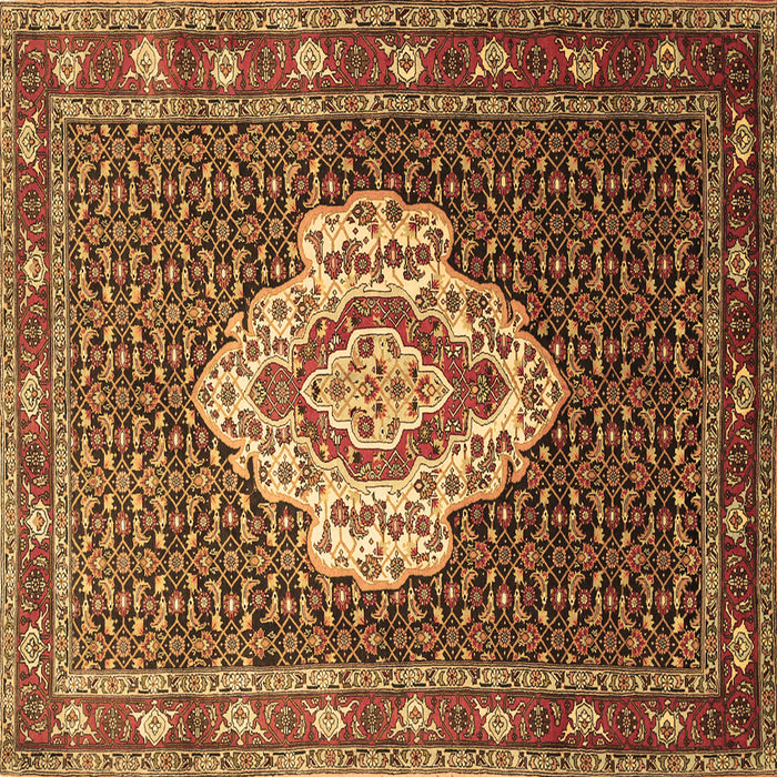 Square Machine Washable Medallion Brown Traditional Rug, wshtr1495brn