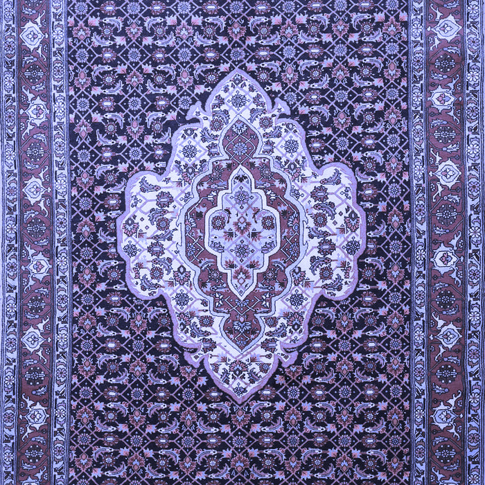 Machine Washable Medallion Blue Traditional Rug, wshtr1495blu