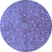 Round Machine Washable Persian Blue Traditional Rug, wshtr1496blu