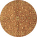 Round Machine Washable Persian Brown Traditional Rug, wshtr1496brn