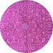 Round Persian Purple Traditional Rug, tr1496pur