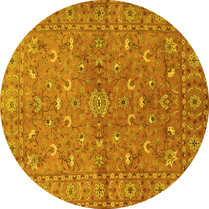 Round Persian Yellow Traditional Rug, tr1496yw