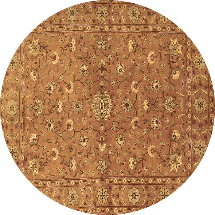 Round Persian Brown Traditional Rug, tr1496brn