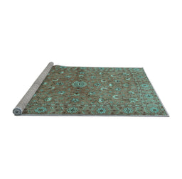 Sideview of Machine Washable Persian Light Blue Traditional Rug, wshtr1496lblu