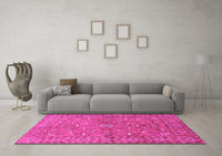 Machine Washable Persian Pink Traditional Rug, wshtr1496pnk