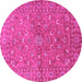 Round Persian Pink Traditional Rug, tr1496pnk