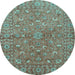 Round Persian Light Blue Traditional Rug, tr1496lblu