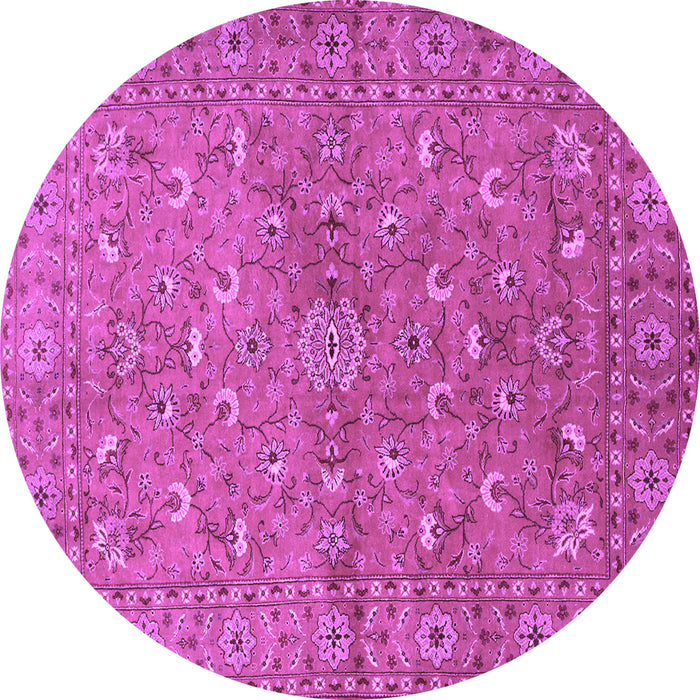 Round Machine Washable Persian Purple Traditional Area Rugs, wshtr1496pur