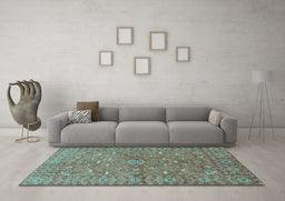 Machine Washable Persian Light Blue Traditional Rug in a Living Room, wshtr1496lblu