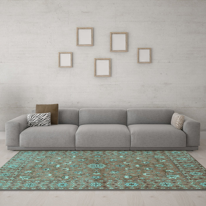 Machine Washable Persian Light Blue Traditional Rug in a Living Room, wshtr1496lblu