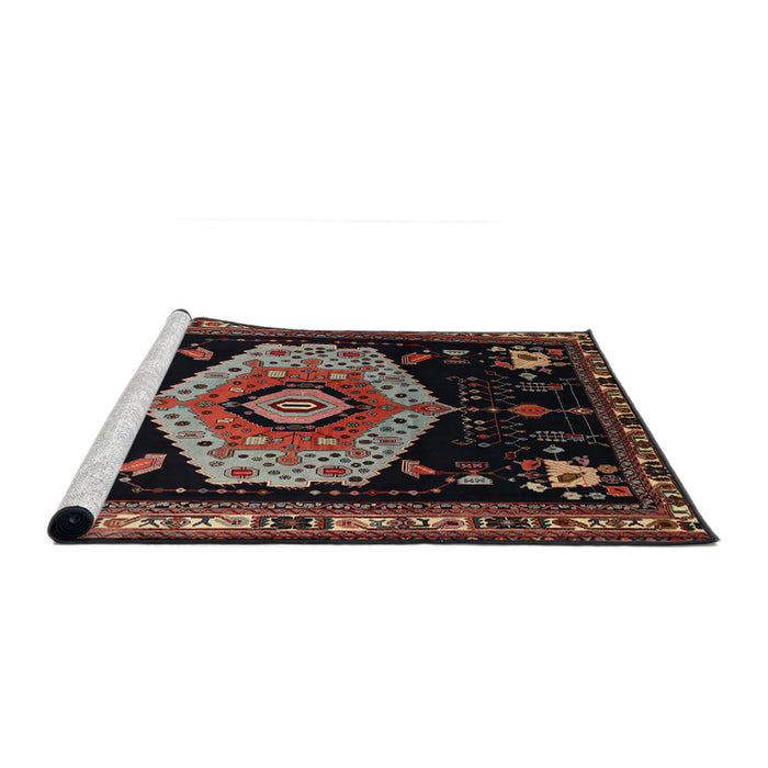 Sideview of Machine Washable Traditional Brown Rug, wshtr1497