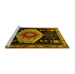 Sideview of Machine Washable Persian Yellow Traditional Rug, wshtr1497yw