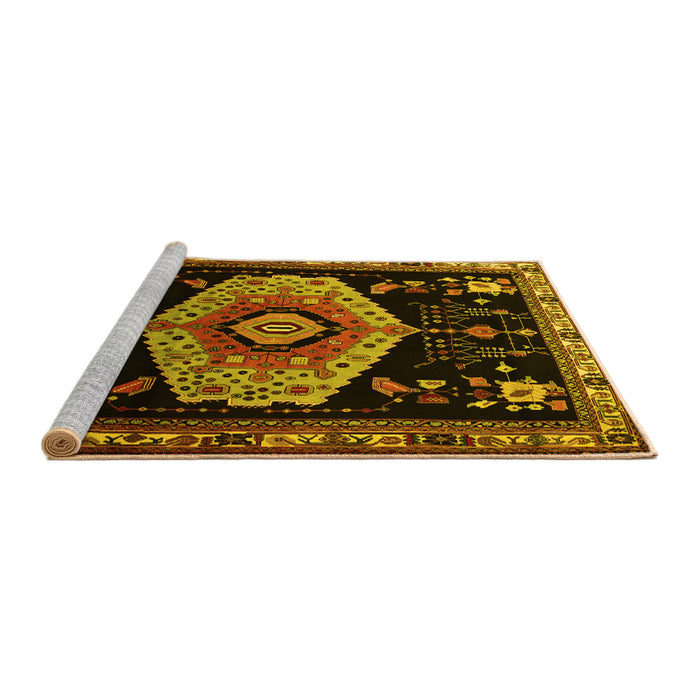 Sideview of Machine Washable Persian Yellow Traditional Rug, wshtr1497yw