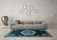 Machine Washable Persian Light Blue Traditional Rug, wshtr1497lblu