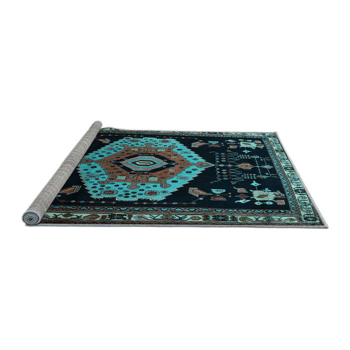 Sideview of Machine Washable Persian Light Blue Traditional Rug, wshtr1497lblu