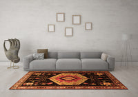 Machine Washable Persian Orange Traditional Rug, wshtr1497org