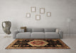 Machine Washable Persian Brown Traditional Rug in a Living Room,, wshtr1497brn