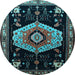 Round Machine Washable Persian Light Blue Traditional Rug, wshtr1497lblu