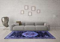 Machine Washable Persian Blue Traditional Rug, wshtr1497blu