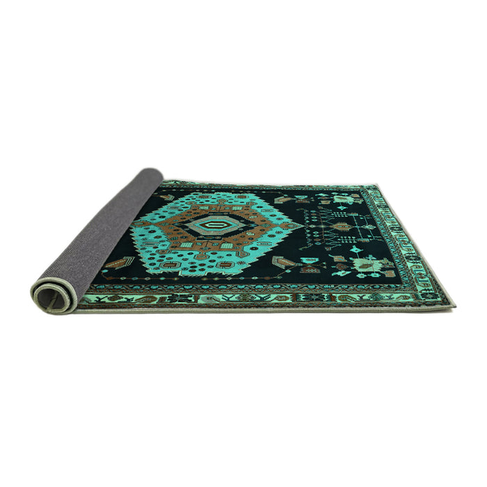 Sideview of Persian Turquoise Traditional Rug, tr1497turq