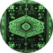 Round Persian Emerald Green Traditional Rug, tr1497emgrn