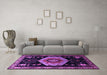 Machine Washable Persian Purple Traditional Area Rugs in a Living Room, wshtr1497pur