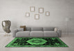 Machine Washable Persian Emerald Green Traditional Area Rugs in a Living Room,, wshtr1497emgrn