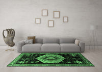 Machine Washable Persian Emerald Green Traditional Rug, wshtr1497emgrn