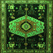 Round Machine Washable Persian Green Traditional Area Rugs, wshtr1497grn