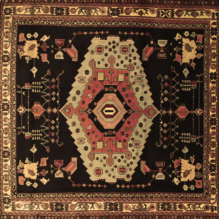 Square Machine Washable Persian Brown Traditional Rug, wshtr1497brn