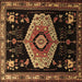 Square Machine Washable Persian Brown Traditional Rug, wshtr1497brn