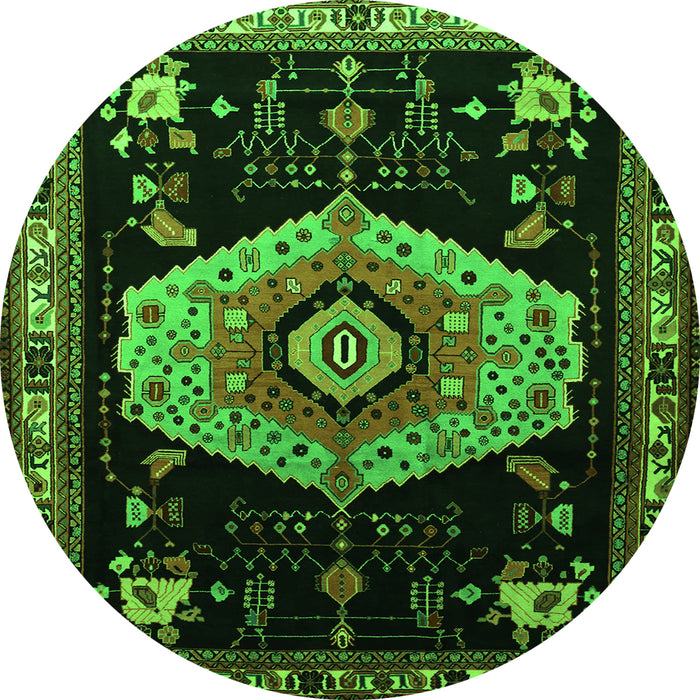 Square Persian Green Traditional Rug, tr1497grn