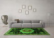 Machine Washable Persian Green Traditional Area Rugs in a Living Room,, wshtr1497grn