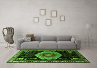 Machine Washable Persian Green Traditional Rug, wshtr1497grn