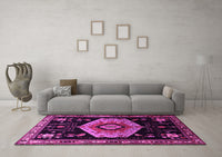 Machine Washable Persian Pink Traditional Rug, wshtr1497pnk