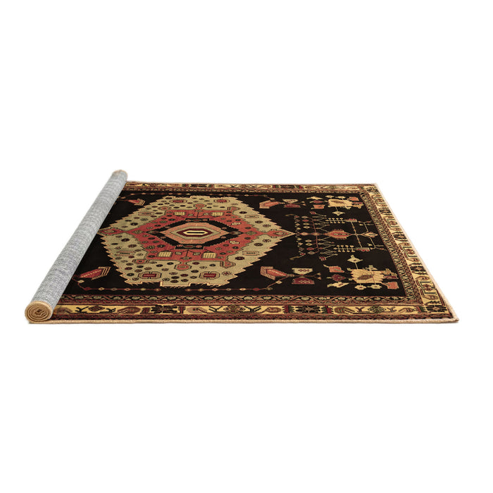 Sideview of Machine Washable Persian Brown Traditional Rug, wshtr1497brn