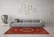 Machine Washable Medallion Orange Traditional Area Rugs in a Living Room, wshtr1498org