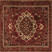 Square Medallion Brown Traditional Rug, tr1498brn