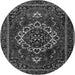 Machine Washable Medallion Gray Traditional Rug, wshtr1498gry