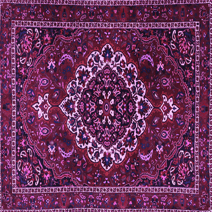 Square Machine Washable Medallion Purple Traditional Area Rugs, wshtr1498pur