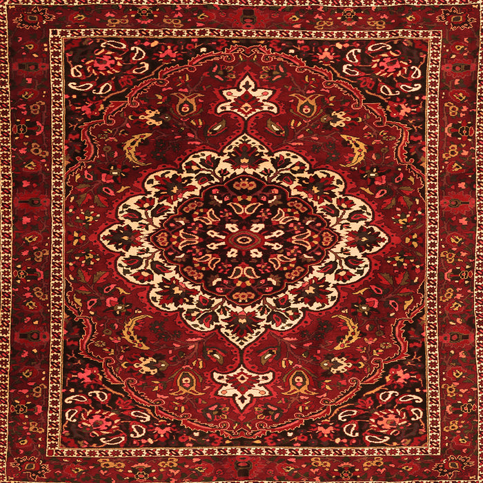 Round Machine Washable Medallion Orange Traditional Area Rugs, wshtr1498org